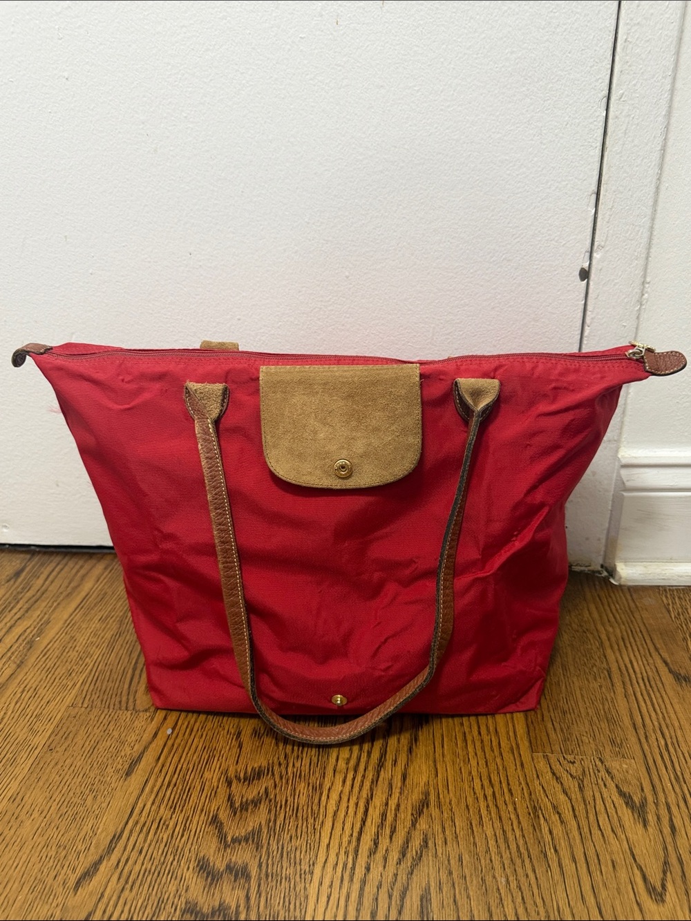 Longchamp Large Le Pliage Red Tote - Picture 3 of 8